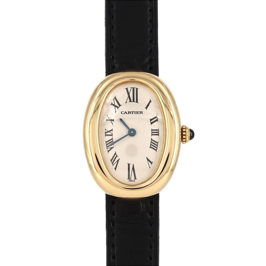 Cartier Baignoire YG W1506056 Quartz Watch: --- Catalog ---Category: SizeCase Diameter: 22.5mm / 0.89''Category: DesignType: WristwatchGender: WomenColor (Band): BlackColor (Dial): SilverMaterial (Case): Yellow goldCategory: GeneralBrand: