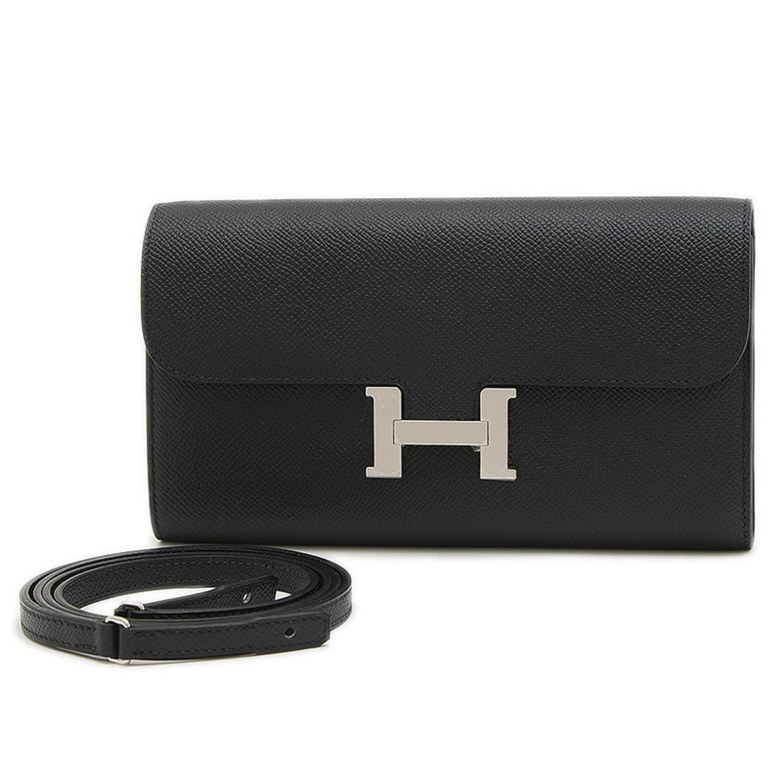 Hermes Constance To-Go Shoulder Bag Epson Black W Engraved: --- Catalog ---Category: SizeWeight: 300g / 10.58oz.Size (HxWxD): 12cm x 20.5cm / 4.72'' x 8.07''Strap / Chain Length: 1.1m / 43.3''Category: DesignType: Chain/Shoulder walletColor: BlackGender: Women
