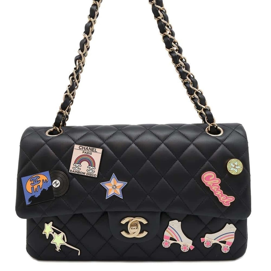 Chanel Chain Shoulder Bag Matelasse 25 Coco Mark 24C Patch Lambskin Double A01112 CHANEL Black: --- Catalog ---Category: SizeWeight: 770g / 1.69lb.Size (HxWxD): 16cm x 25.5cm x 6.5cm / 6.29'' x 10.03'' x 2.55''Strap Length: 53cm - 89.5cm / 20.86'' - 35.23''Category: DesignType: Shoulder bagColor