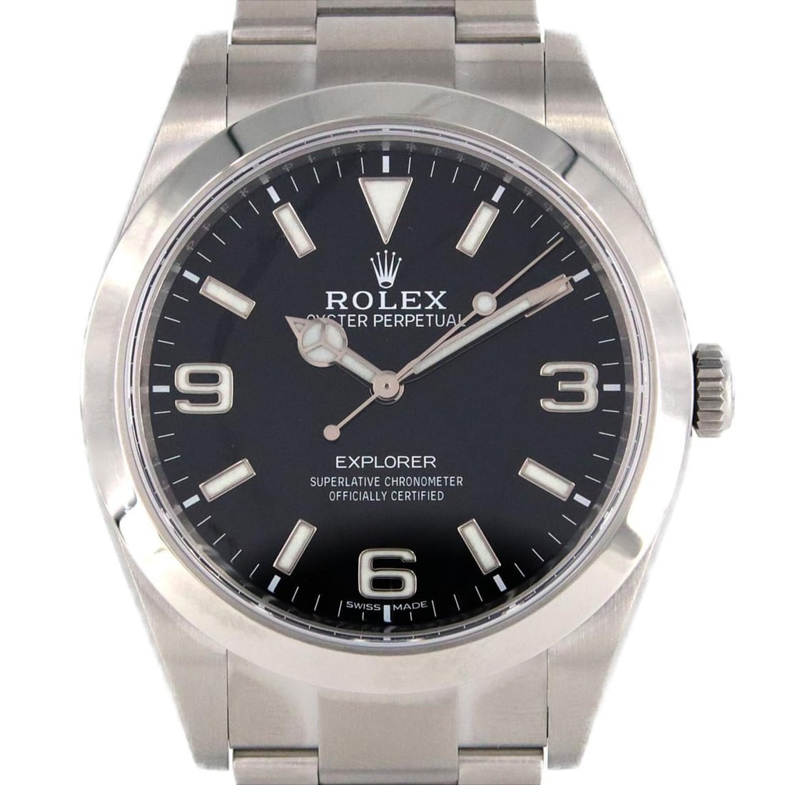 Rolex Explorer I 214270 SS Wristwatch Automatic Random Number: --- Catalog ---Category: SizeWrist Size: 19.5cm / 7.67''Case Diameter: 39mm / 1.54''Category: DesignType: WristwatchGender: MenColor (Dial): BlackMaterial (Band): Stainless steelMaterial (Case): Stain
