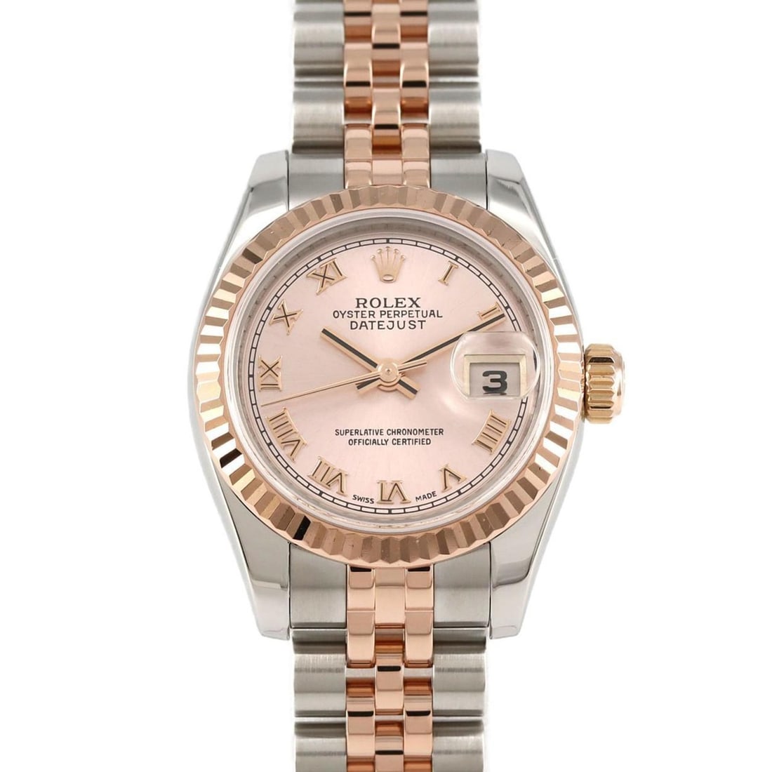 Rolex Datejust 179171 SSxPG Automatic Watch V-Serial: --- Catalog ---Category: SizeWrist Size: 16.5cm / 6.49''Case Diameter: 26mm / 1.02''Category: DesignType: WristwatchGender: WomenColor (Dial): PinkMaterial (Band): Pink gold, Stainless steelMaterial (