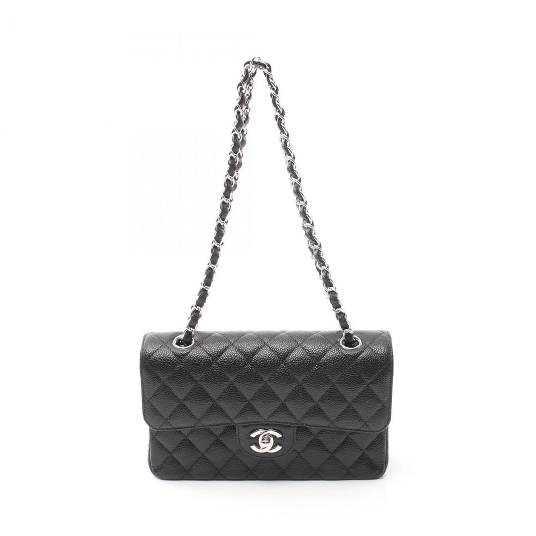 CHANEL Matelasse W-Flap Shoulder Bag Leather Grained Calfskin Women's Black A01113: --- Catalog ---Category: SizeSize (HxWxD): 14cm x 23cm x 6cm / 5.51'' x 9.05'' x 2.36''Category: DesignType: Shoulder bagColor: BlackGender: WomenMaterial: Leather Hardware Color: SilverCategory: Gene