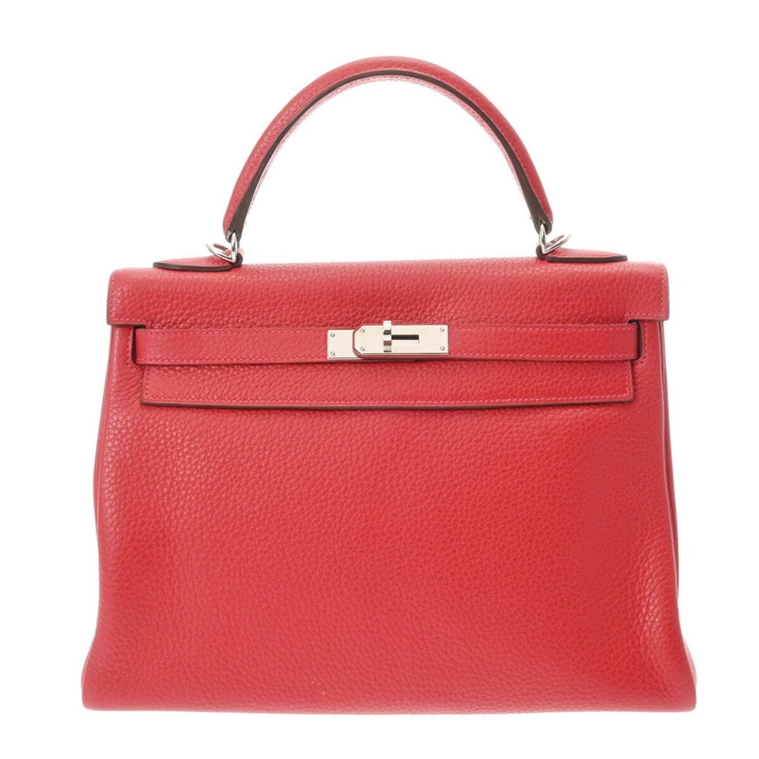 HERMES Kelly 32, in-stitched, Rouge Kazak, T-stamped (around 2015), women's Taurillon Clemence: --- Catalog ---Category: SizeSize (HxWxD): 22cm x 31cm x 12cm / 8.66'' x 12.2'' x 4.72''Category: DesignType: HandbagColor: Rouge casaqueGender: WomenMaterial: Taurillon clemence leather Hardware Colo