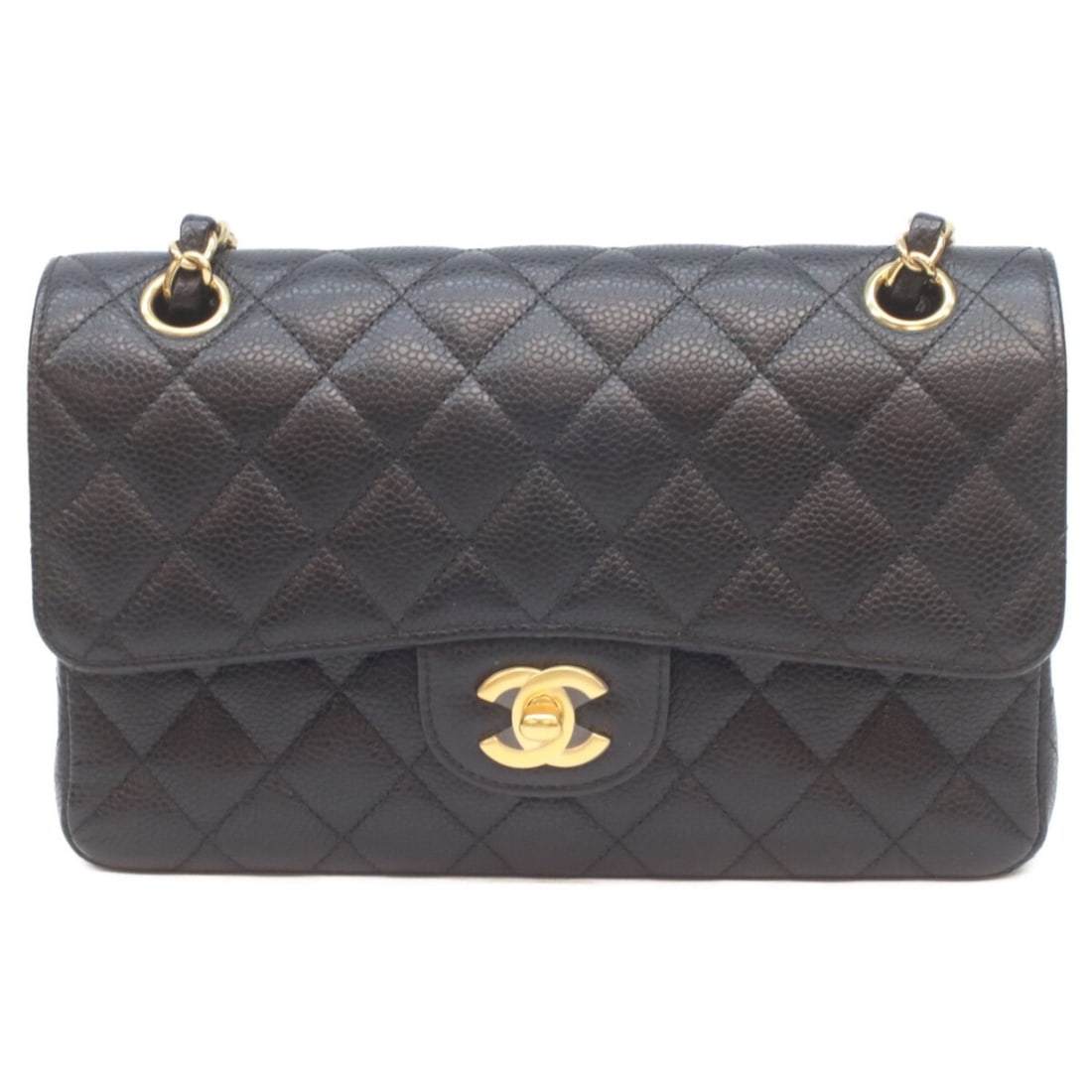 CHANEL A01113 Black Caviar Double Flap Matelasse 23 Shoulder Bag with Gold Hardware, Women's: --- Catalog ---Category: SizeSize (HxWxD): 15cm x 25cm x 6.5cm / 5.9'' x 9.84'' x 2.55''Category: DesignType: Shoulder bagColor: BlackGender: WomenMaterial: Grained Calfskin Hardware Color: GoldCatego