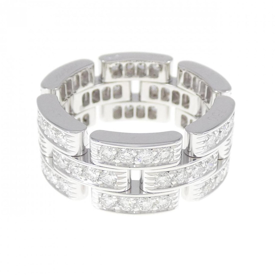 Cartier Maillon Panthere Full Diamond Ring: --- Catalog ---Category: SizeUS Size: 5Brand Size: 49Category: DesignType: Band ringStone: DiamondGender: WomenMaterial: White gold (18K)Category: GeneralBrand: Cartier--- Item List ---Section: Condit