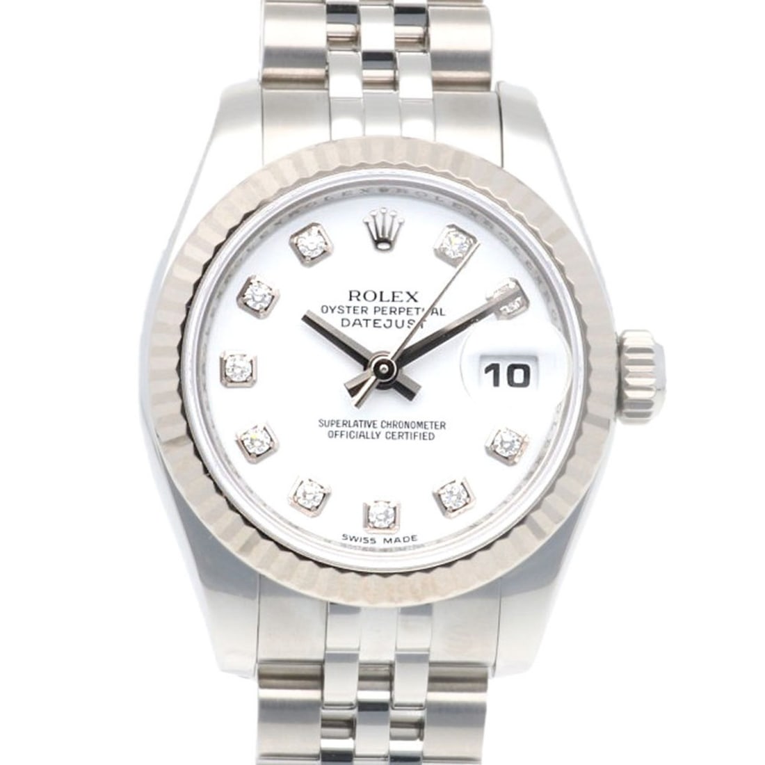 Rolex Datejust Oyster Perpetual Watch Stainless Steel 179174 Automatic Ladies ROLEX Z Series 2006: --- Catalog ---Category: SizeWrist Size: 16cm / 6.29''Case Diameter: 26mm / 1.02''Category: DesignType: WristwatchGender: WomenDisplay: AnalogGemstone: DiamondColor (Dial): WhiteMaterial (Band):