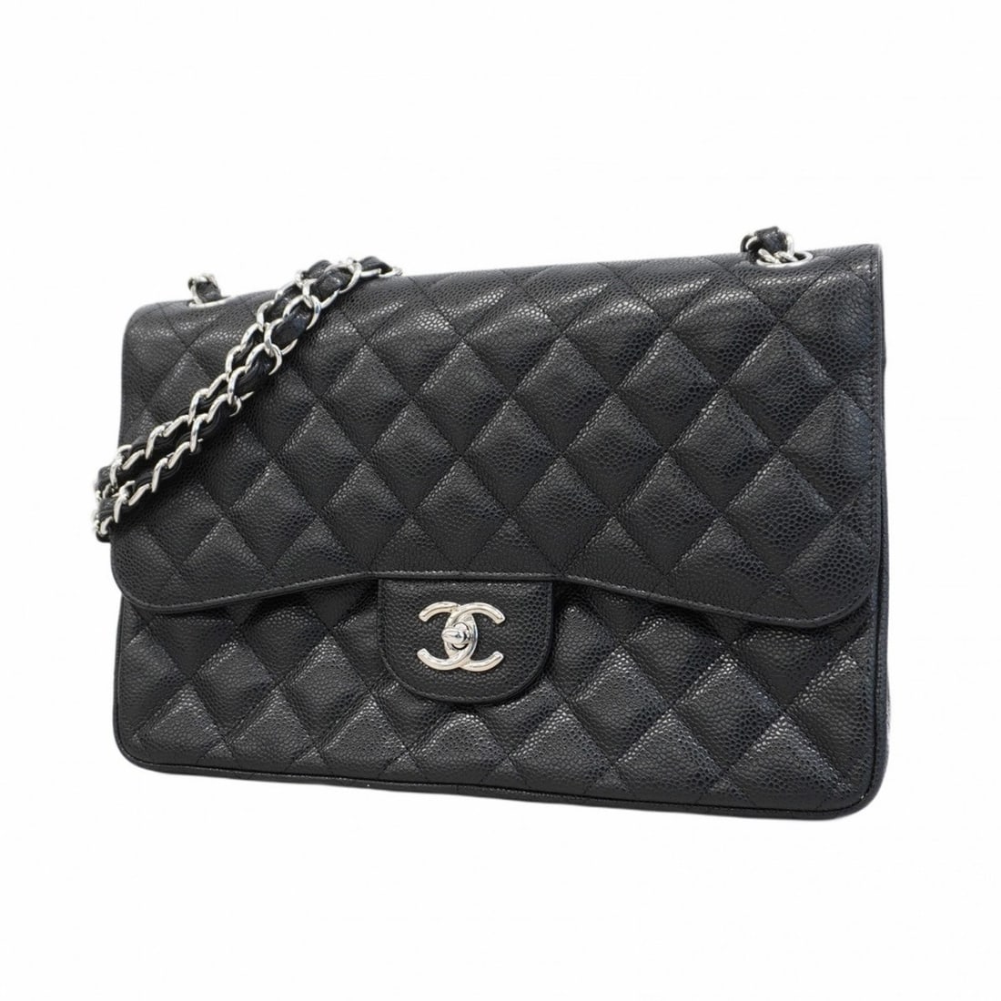 Chanel Shoulder Bag Deca Matelasse W Flap Chain Caviar Skin Black Women's: --- Catalog ---Category: SizeSize (HxWxD): 2cm x 30cm x 8.5cm / 0.78'' x 11.81'' x 3.34''Category: DesignType: Shoulder bagColor: BlackGender: WomenMaterial: Caviar leather Hardware Color: SilverCateg