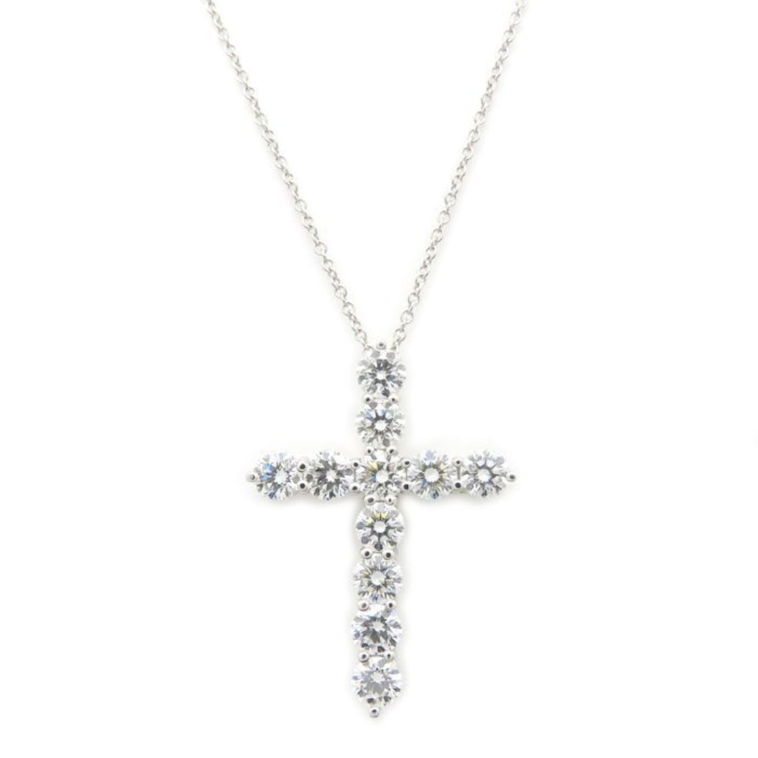 TIFFANY&Co. Tiffany Large Cross Necklace with Diamonds, Platinum 950, Women's, 295312: --- Catalog ---Category: SizePendant Size: 27.5mm x 20mm / 1.08'' x 0.78''Neck Circumference: 40.5 cm / 15.94''Category: DesignGender: WomenMaterial: Platinum 950Necklace Type: NecklaceCategory: