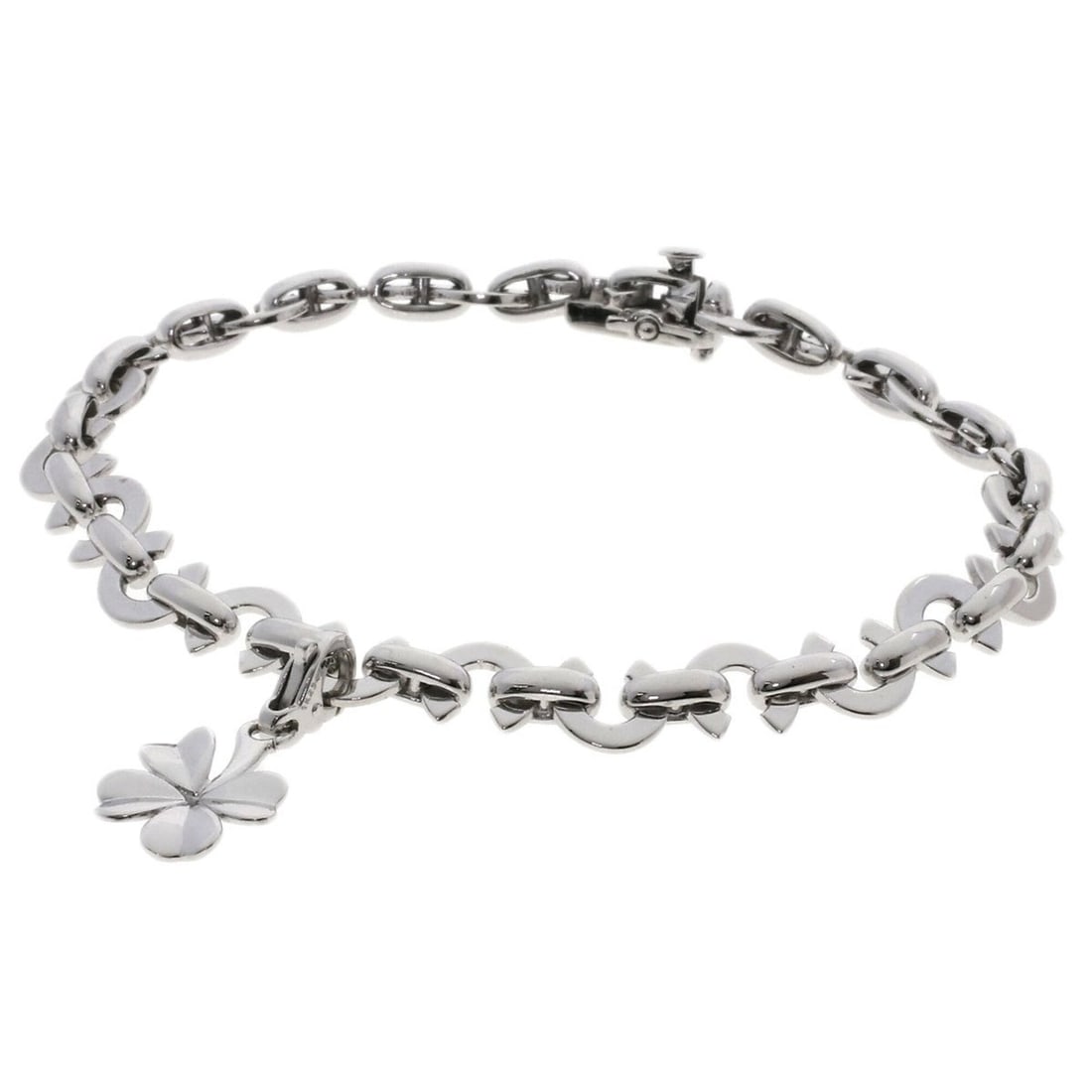 Chanel Coco C Logo Clover Charm Bracelet, 18K White Gold, Women's: --- Catalog ---Category: SizeLength: 18.5cm / 7.28''Category: DesignType: Charm braceletGender: WomenMaterial: White gold (18K)Category: GeneralBrand: Chanel--- Item List ---Section: