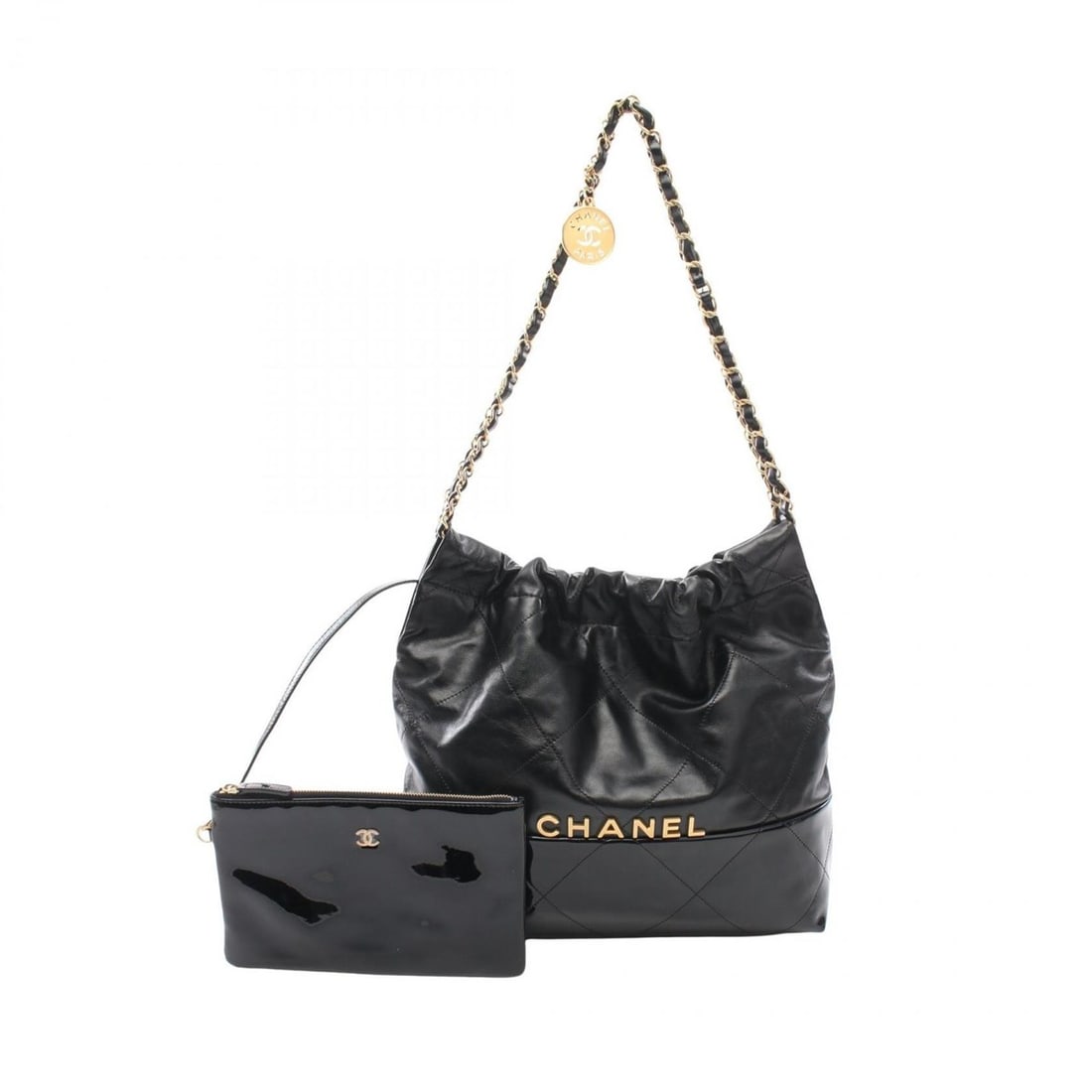 CHANEL Matelasse Chanel 22 Small Shoulder Bag Leather Patent Women's Black AS3260: --- Catalog ---Category: SizeSize (HxWxD): 33cm x 30cm x 8cm / 12.99'' x 11.81'' x 3.14''Strap Length: 58cm / 22.83''Category: DesignType: Shoulder bagColor: BlackGender: WomenMaterial: Patent leather