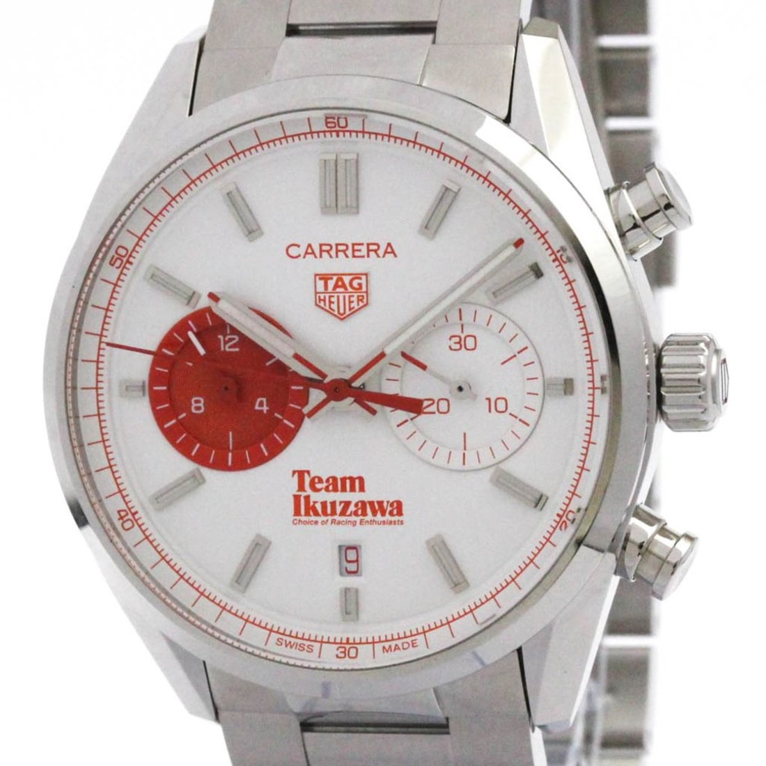 TAG HEUER Carrera Team Ikuzawa by Bamford Steel Mens Watch CBN201F Polished: --- Catalog ---Category: SizeCase Diameter: 42mm / 1.65''Category: DesignType: WristwatchStyle: SportGender: MenColor (Dial): WhiteMaterial (Band): Stainless steelMaterial (Case): Stainless steelCateg