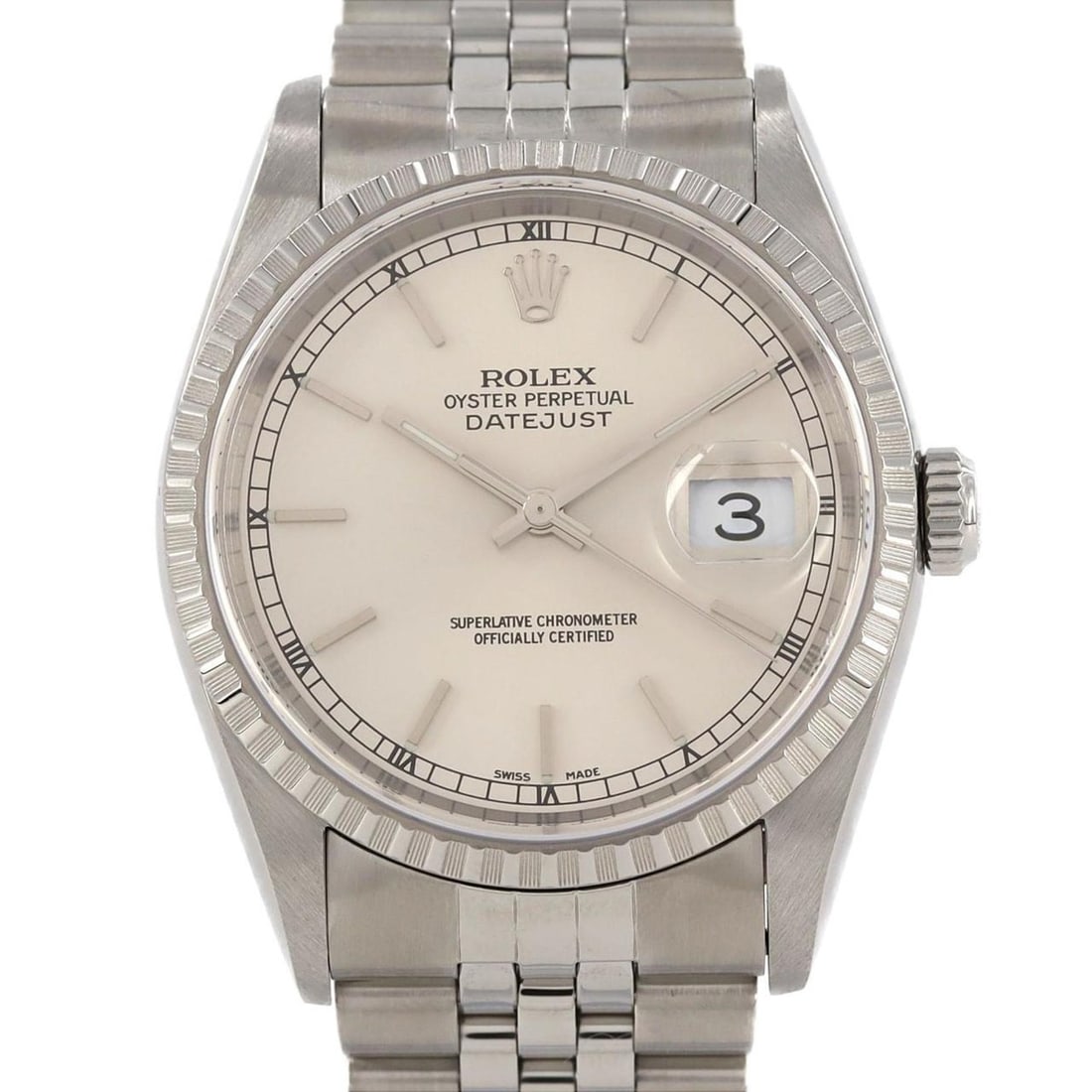 Rolex Datejust 16220.5 SS Wristwatch Automatic P serial: --- Catalog ---Category: SizeWrist Size: 20cm / 7.87''Case Diameter: 36mm / 1.42''Category: DesignType: WristwatchGender: MenColor (Dial): SilverMaterial (Band): Stainless steelMaterial (Case): Stainl