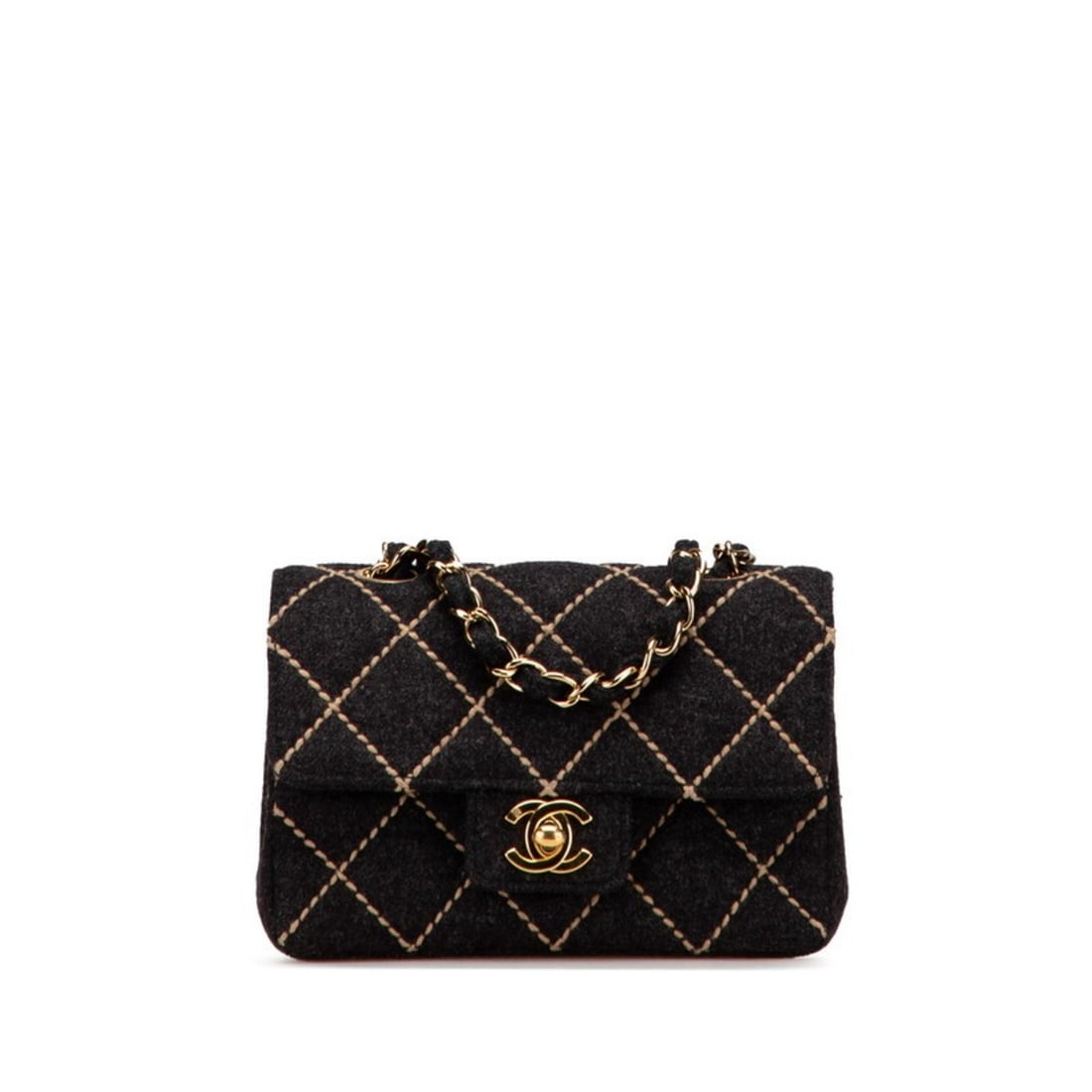CHANEL Wild Stitch Mini Matelasse Chain Shoulder Bag in Gray Wool for Women (1 of 12)