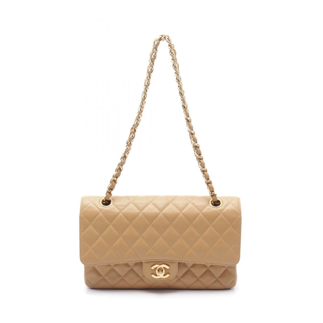 CHANEL Matelasse W-Flap Shoulder Bag, Leather, Grained Calfskin, Women's, Brown, A01112 (1 of 10)