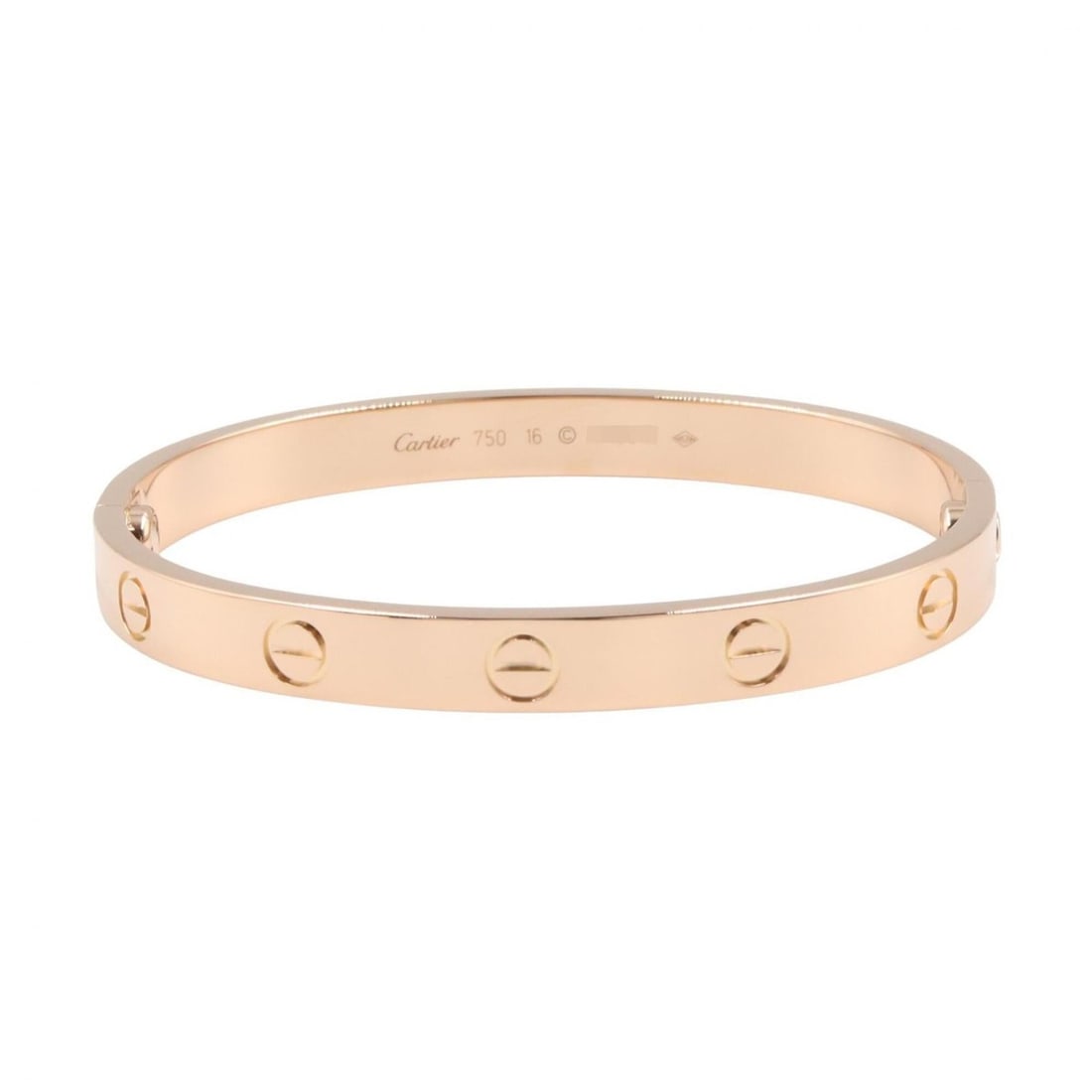 Cartier Love Bracelet, 18K Pink Gold (PG), Women's Tone: --- Catalog ---Category: SizeLength: 15cm / 5.9''Category: DesignType: Charm braceletColor: GoldGender: WomenMaterial: Pink gold (18K)Category: GeneralBrand: Cartier--- Item List ---Section: