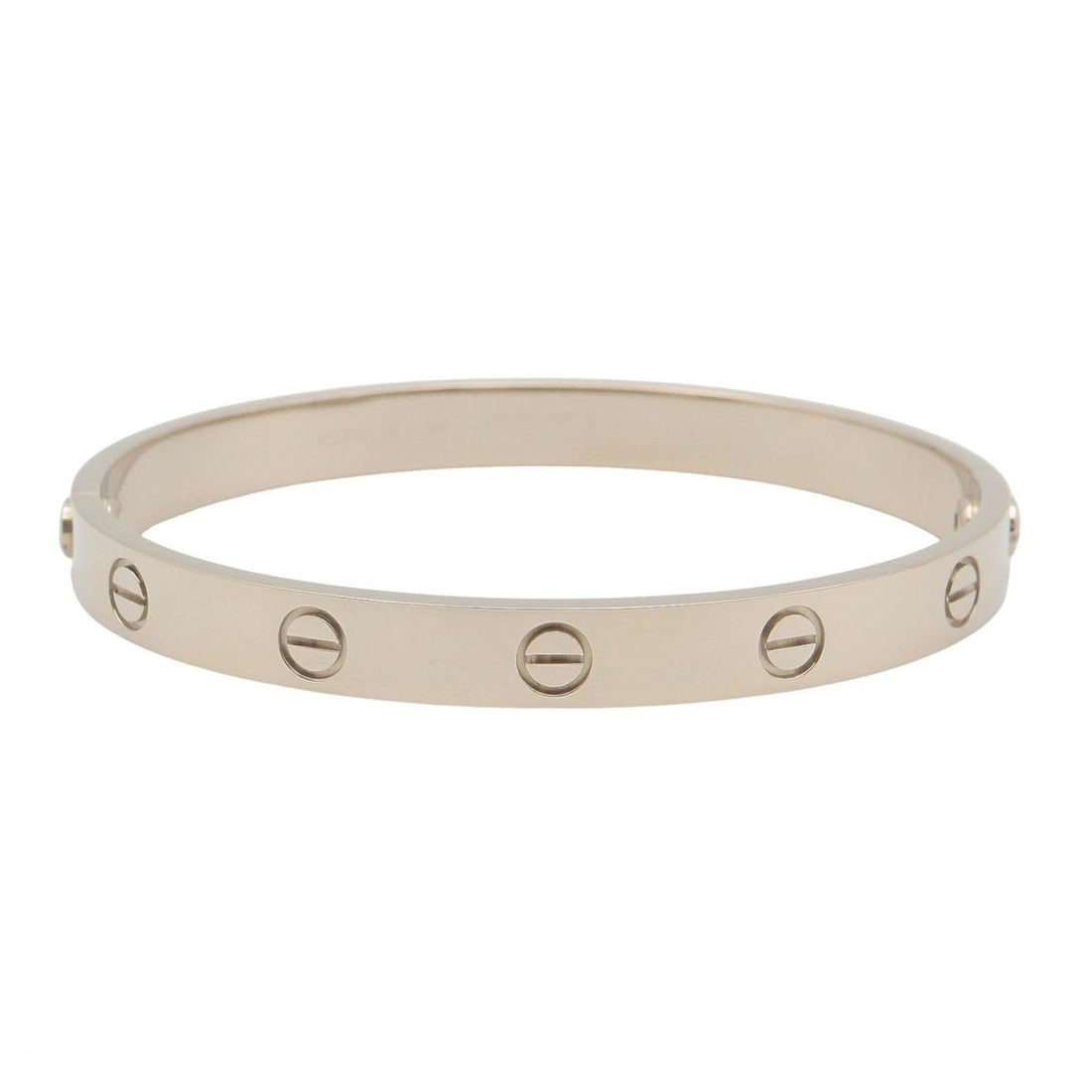 Cartier Love Bracelet, 18K White Gold, for Men and Women, Silver: --- Catalog ---Category: DesignType: BangleColor: SilverGender: Men,WomenMaterial: White gold (18K)Category: GeneralBrand: Cartier--- Item List ---Section: ConditionRanking: Rank SA Used - Hardly any