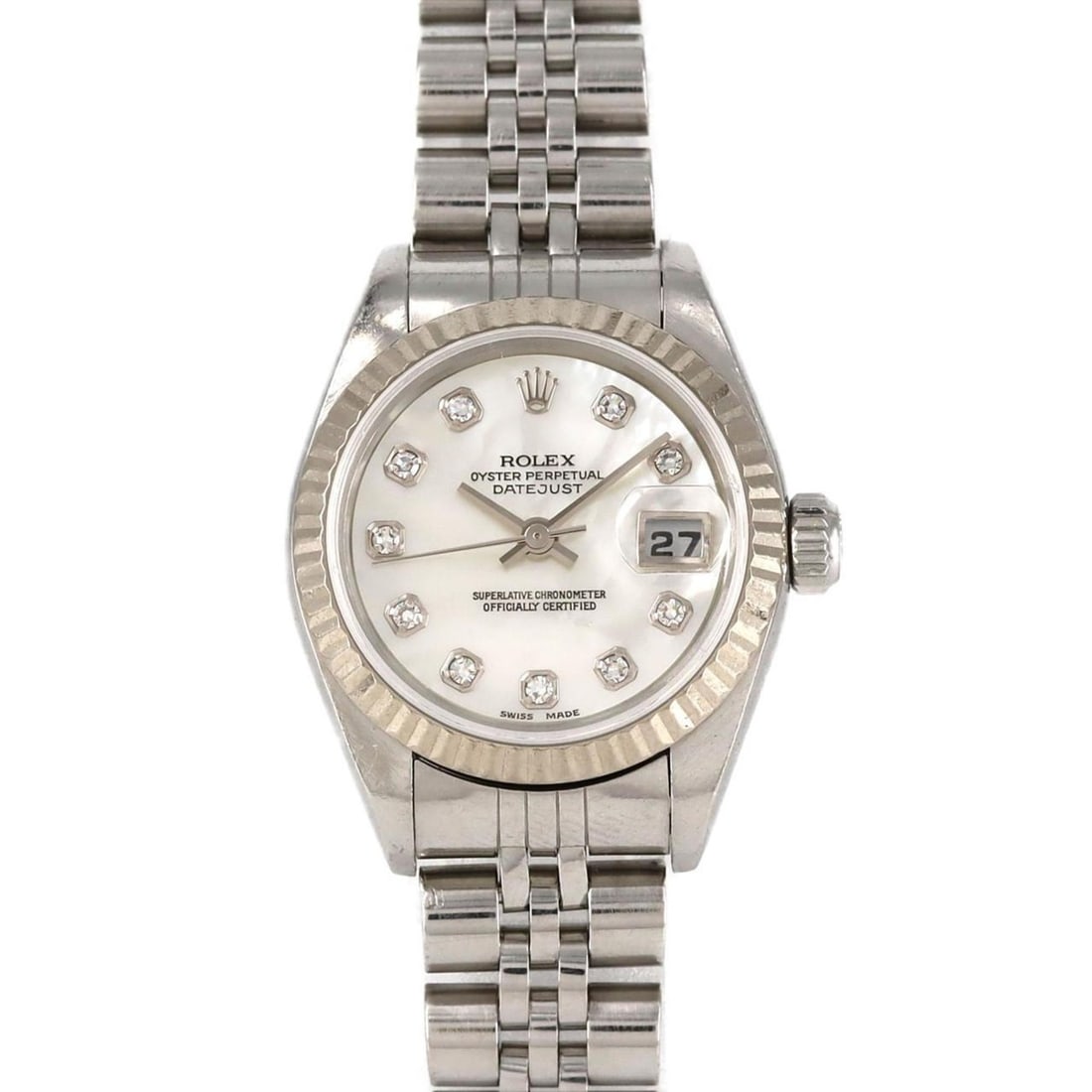 Rolex Datejust 79174NG SSxWG Automatic Watch P Series: --- Catalog ---Category: SizeWrist Size: 18cm / 7.08''Case Diameter: 26mm / 1.02''Category: DesignType: WristwatchGender: WomenColor (Dial): Mother of pearlMaterial (Band): Stainless steelMaterial
