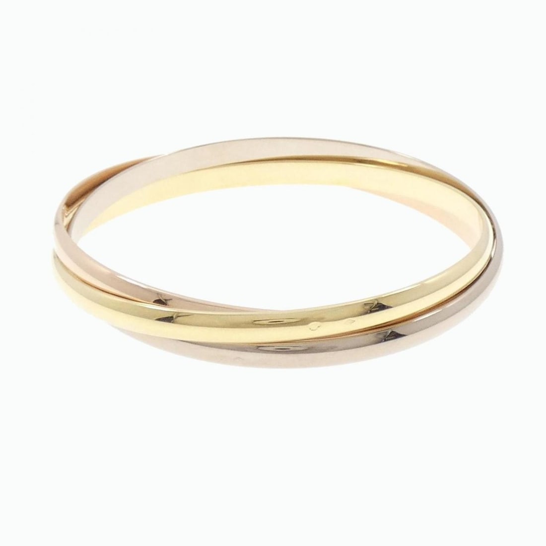 Cartier Trinity Bangle: --- Catalog ---Category: SizeLength: 19.5cm / 7.67''Category: DesignType: BangleColor: Pink gold, White gold, Yellow goldGender: Women,MenMaterial: Pink gold (18K), White gold (18K), Yellow gold