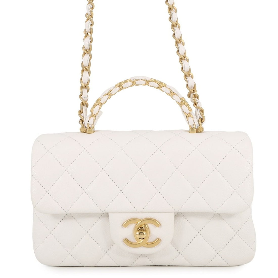 Chanel Chain Shoulder Bag Matelassé Coco Mark Small Caviar Skin AS5702 CHANEL White Handbag Women's: --- Catalog ---Category: SizeSize (HxWxD): 14cm x 20cm x 6cm / 5.51'' x 7.87'' x 2.36''Category: DesignType: Handbag, Shoulder bagColor: WhiteGender: WomenMaterial: Grained Calfskin Category: GeneralM