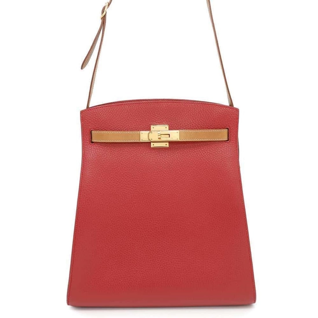 Hermes Shoulder Bag Kelly Sport GM Red Brown Ardennes ?A Stamp HERMES: --- Catalog ---Category: SizeSize (HxWxD): 30cm x 29cm x 12cm / 11.81'' x 11.41'' x 4.72''Category: DesignType: Shoulder bagColor: Brown, Red colorGender: WomenMaterial: Ardennes leather Category: Gen