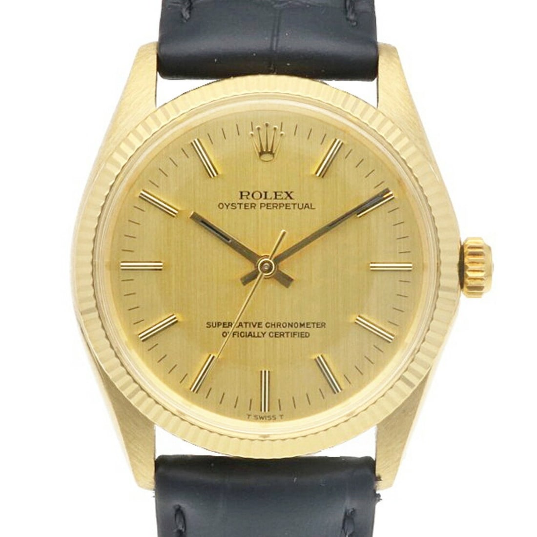 Rolex Oyster Perpetual Watch K14 Yellow Gold 1005 Automatic Men's ROLEX No. 29 1969 Overhauled: --- Catalog ---Category: SizeWeight: 52.1g / 1.83oz.Wrist Size: 13.5cm - 19cm / 5.31'' - 7.48''Case Diameter: 34mm / 1.34''Category: DesignType: WristwatchColor: GoldGender: MenColor (Band): BlackColo