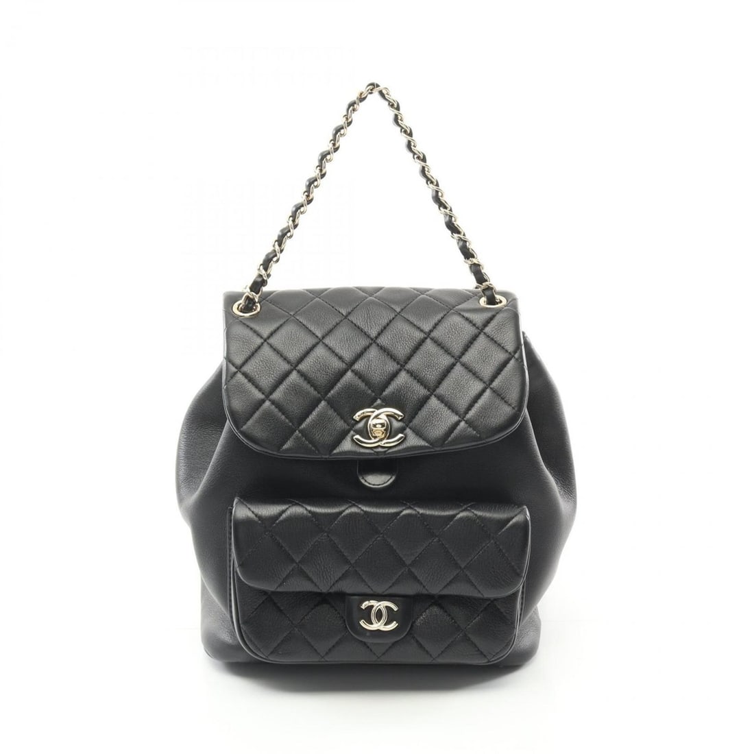 CHANEL Matelasse Rucksack Backpack Bag Lambskin (Sheepskin) Women's Black: --- Catalog ---Category: SizeSize (HxWxD): 24cm x 20cm x 13cm / 9.44'' x 7.87'' x 5.11''Category: DesignType: BackpackColor: BlackGender: WomenMaterial: Leather Leather/Fur Type: LambskinCategory: Gen