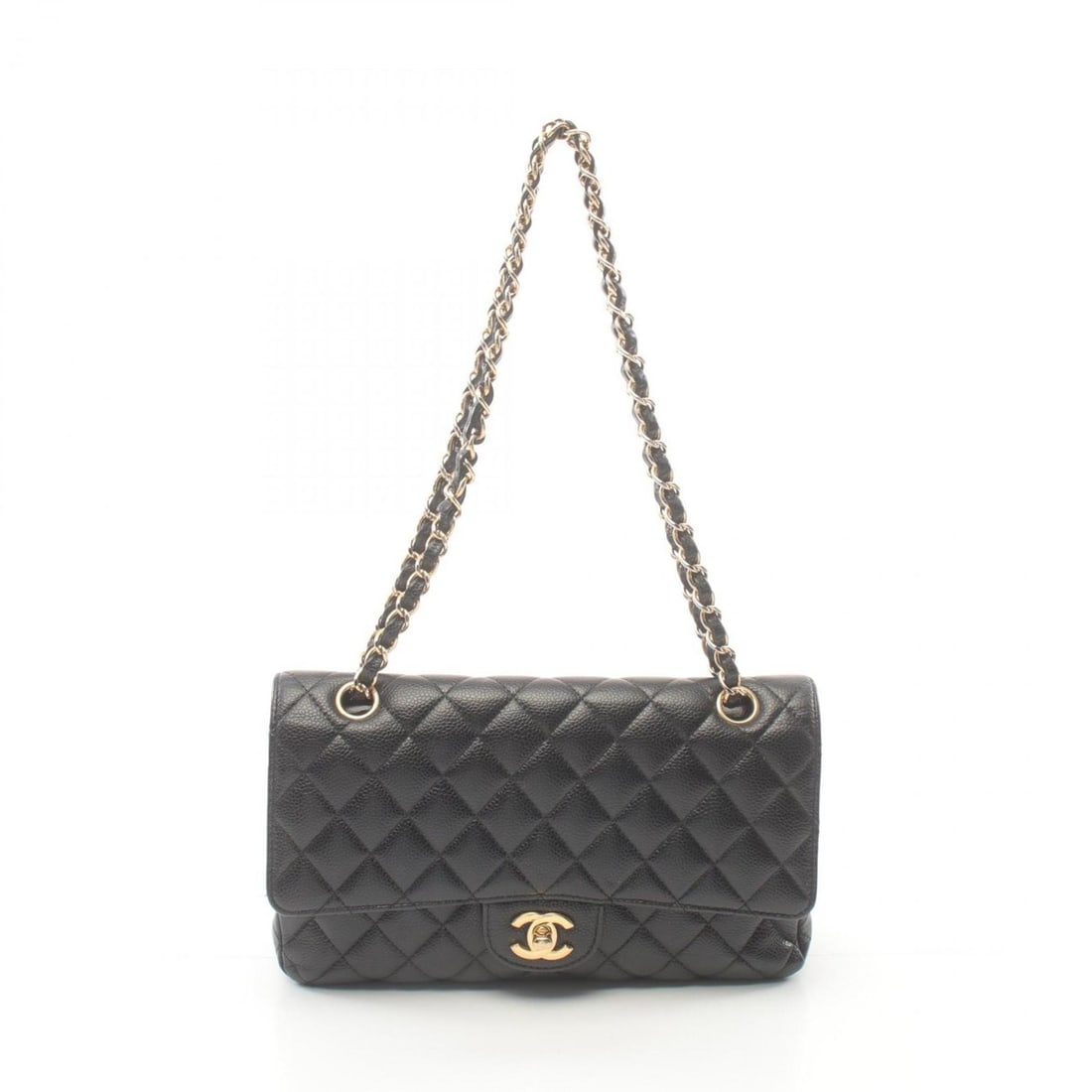 CHANEL Matelasse W-Flap Shoulder Bag Leather Grained Calfskin Women's Black A01112: --- Catalog ---Category: SizeSize (HxWxD): 16cm x 25cm x 6.5cm / 6.29'' x 9.84'' x 2.55''Category: DesignType: Shoulder bagColor: BlackGender: WomenMaterial: Leather Hardware Color: GoldCategory: Gene