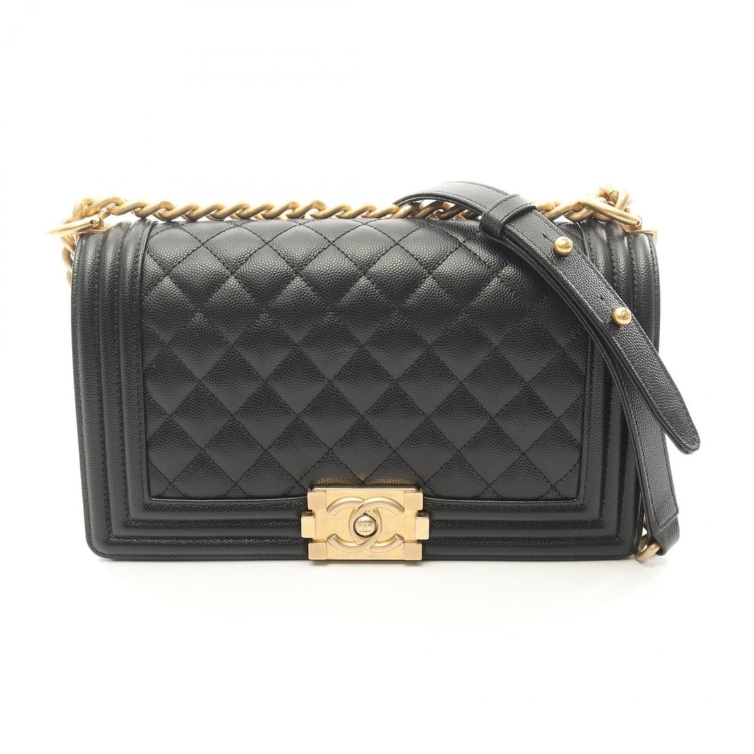 CHANEL Boy Chanel Shoulder Bag in Calfskin Leather (Cowhide) for Women, Black, A67086: --- Catalog ---Category: SizeSize (HxWxD): 14.5cm x 25cm x 7cm / 5.7'' x 9.84'' x 2.75''Category: DesignType: Shoulder bagColor: BlackGender: WomenMaterial: Leather Hardware Color: GoldLeather/Fur Typ