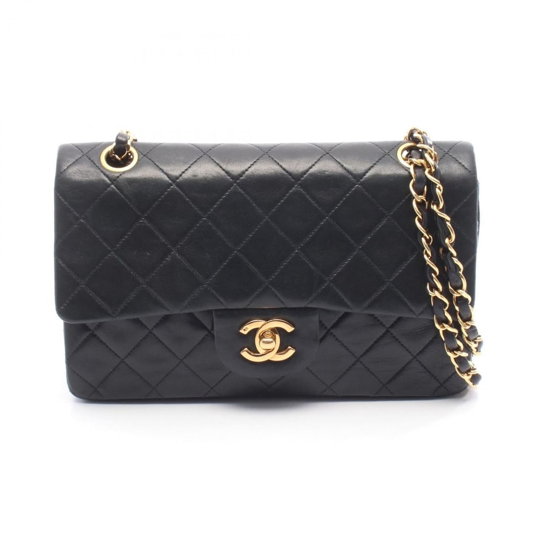 CHANEL Matelasse Double Flap Shoulder Bag in Lambskin Leather, Black (1 of 10)