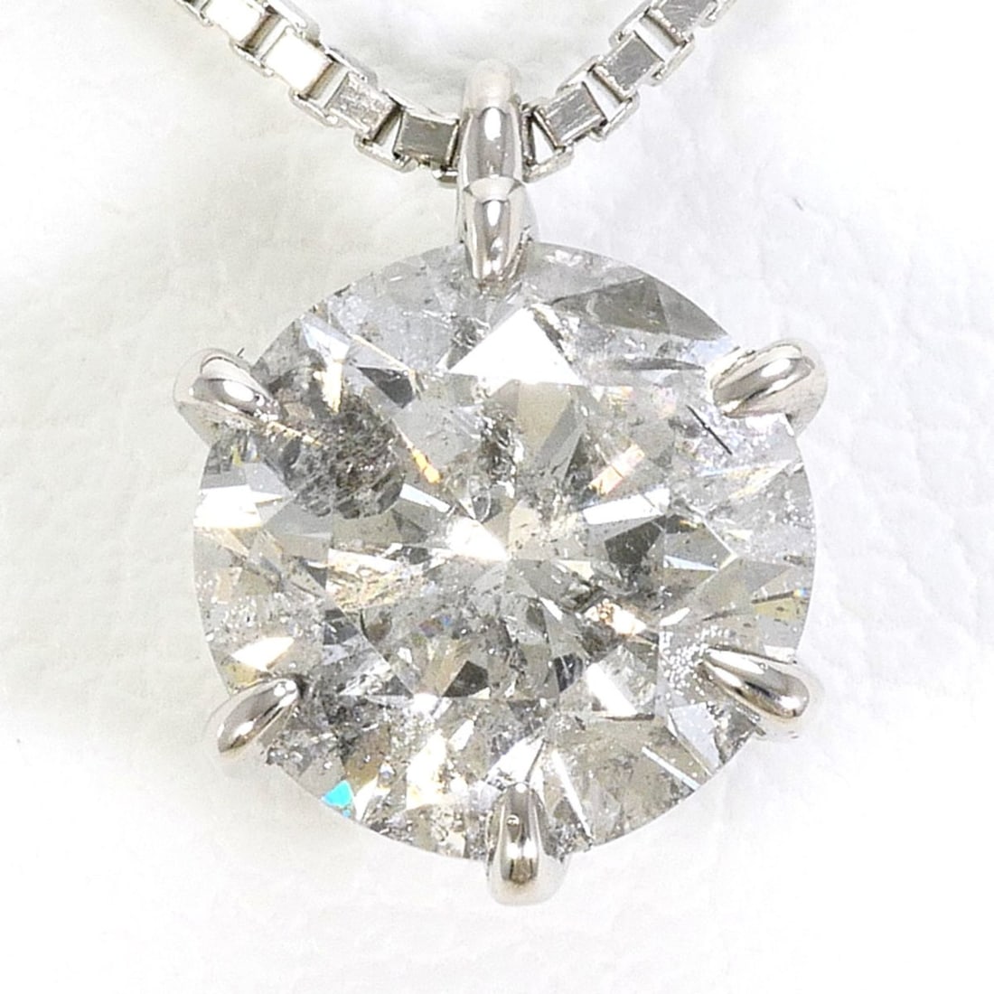 PT900 Platinum / PT850 Necklace with 1.130ct Diamond, Certificate of Authenticity, Total Weight (1 of 10)