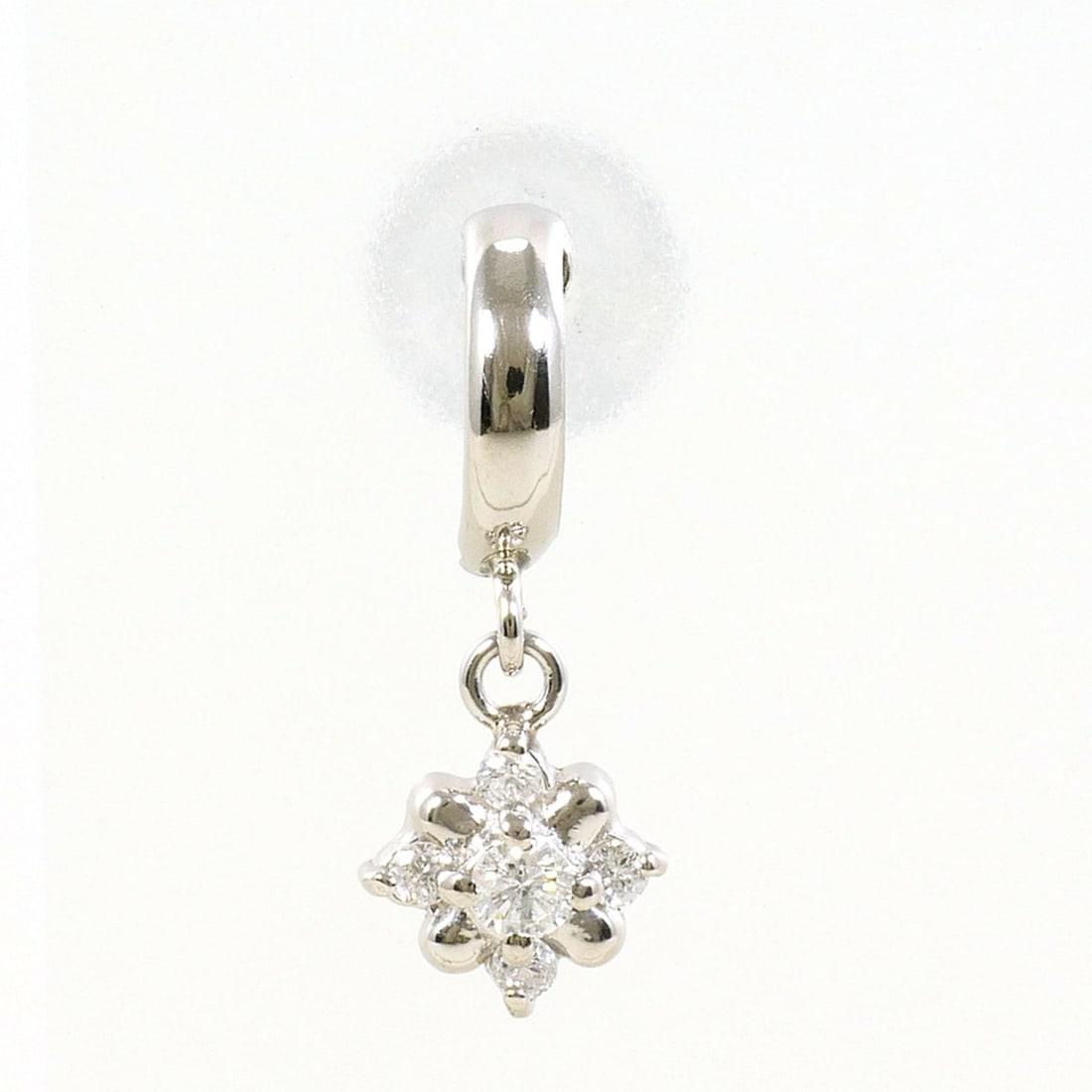 PT900 Platinum Earring (Single Earring) with 0.05 ct Diamond, Total Weight 0.4g, Like New Condition. (1 of 10)