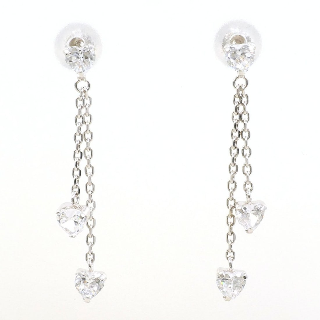 K14 14K WG White Gold Earrings with Zirconia, Total Weight 0.7g, Like New Condition: --- Catalog ---Category: SizeWeight: 0.7g / 0.02oz.Category: DesignType: Drop earringsColor: White goldMetal: White GoldGender: WomenMaterial: White gold (14K)Metal Purity: 14KCategory: GeneralBrand: 