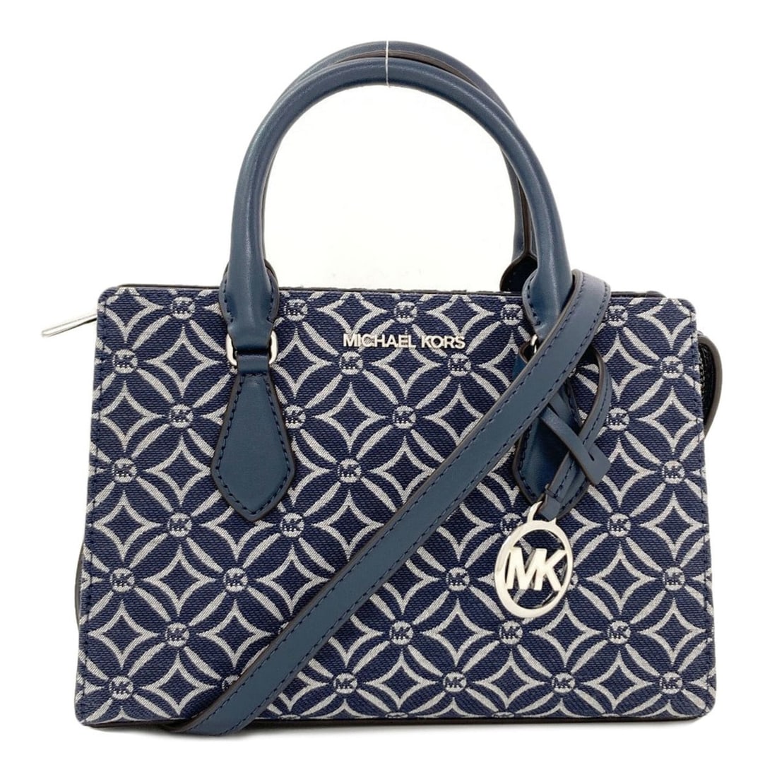 Michael Kors 2-Way Canvas Handbag for Women: --- Catalog ---Category: SizeSize (HxWxD): 16cm x 23cm x 6cm / 6.29'' x 9.05'' x 2.36''Strap Length: 110cm - 128cm / 43.3'' - 50.39''Handle Length: 21cm / 8.26''Category: DesignType: HandbagColor: Blu