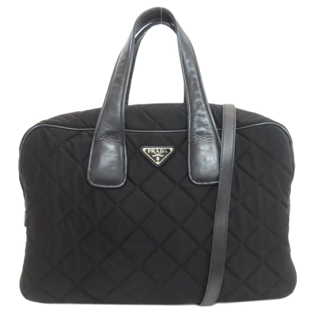 Prada Quilted 2-Way Handbag, Cotton Canvas, Women's PRADA: --- Catalog ---Category: SizeSize (HxWxD): 26cm x 38cm x 15cm / 10.23'' x 14.96'' x 5.9''Strap Length: 112cm - 122cm / 44.09'' - 48.03''Handle Length: 40cm / 15.74''Category: DesignType: HandbagColor: