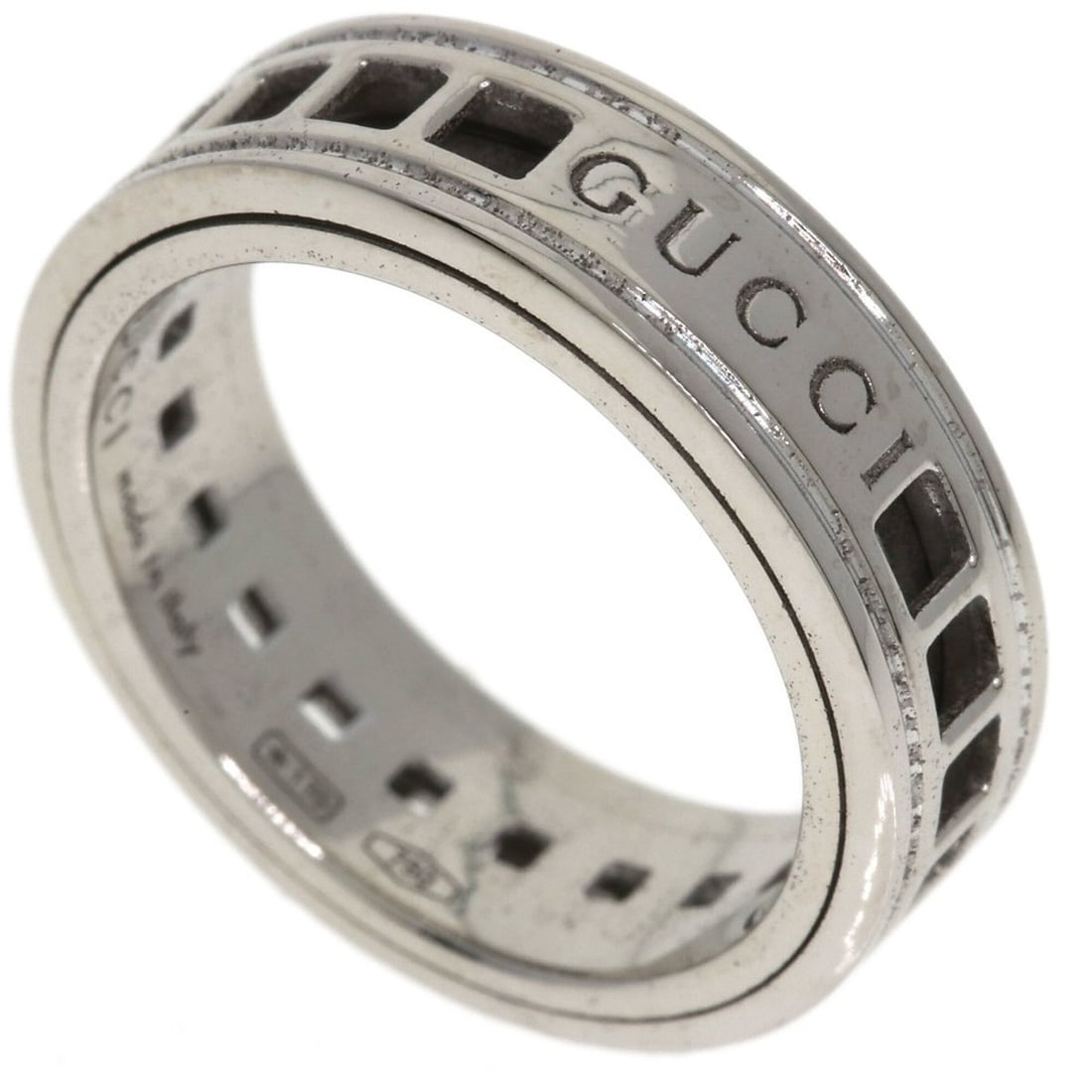 Gucci Scroll #8 Ring, 18K White Gold, Women's. (1 of 9)