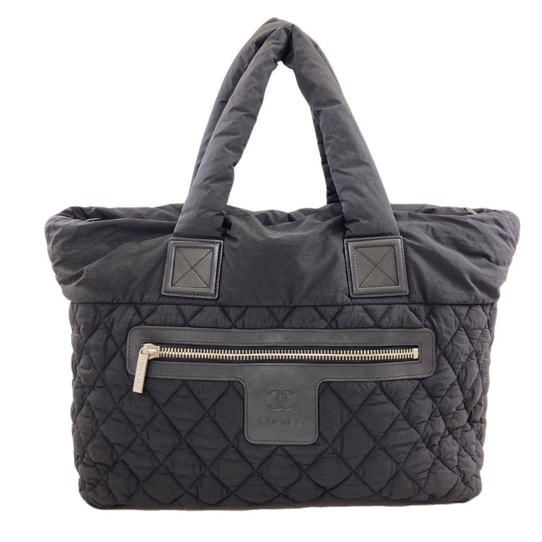 Chanel Coco Cocoon Tote Bag with Silver Hardware, Nylon Material, Women's.: --- Catalog ---Category: SizeSize (HxWxD): 30cm x 37.5cm x 19cm / 11.81'' x 14.76'' x 7.48''Category: DesignType: Tote bagColor: BlackGender: WomenMaterial: Nylon Category: GeneralBrand: Chanel--- Ite