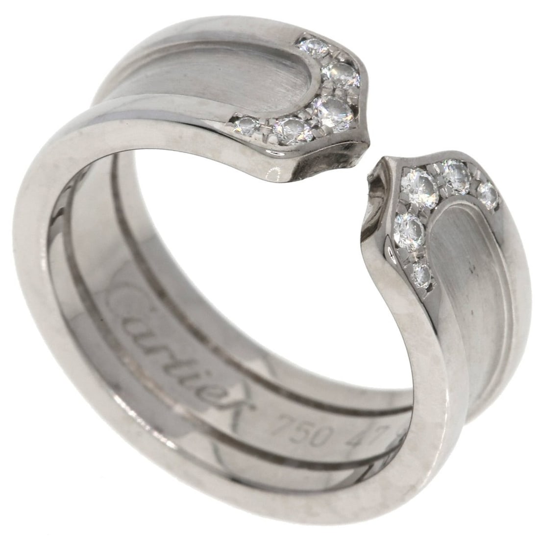 Cartier C2 Ring SM Diamond #47 Ring, 18K White Gold, Women's, CARTIER: --- Catalog ---Category: SizeJP Size: 7US Size: 4Category: DesignType: Band ringStone: DiamondGender: WomenMaterial: White gold (18K)Category: GeneralBrand: Cartier--- Item List ---Section: ConditionR
