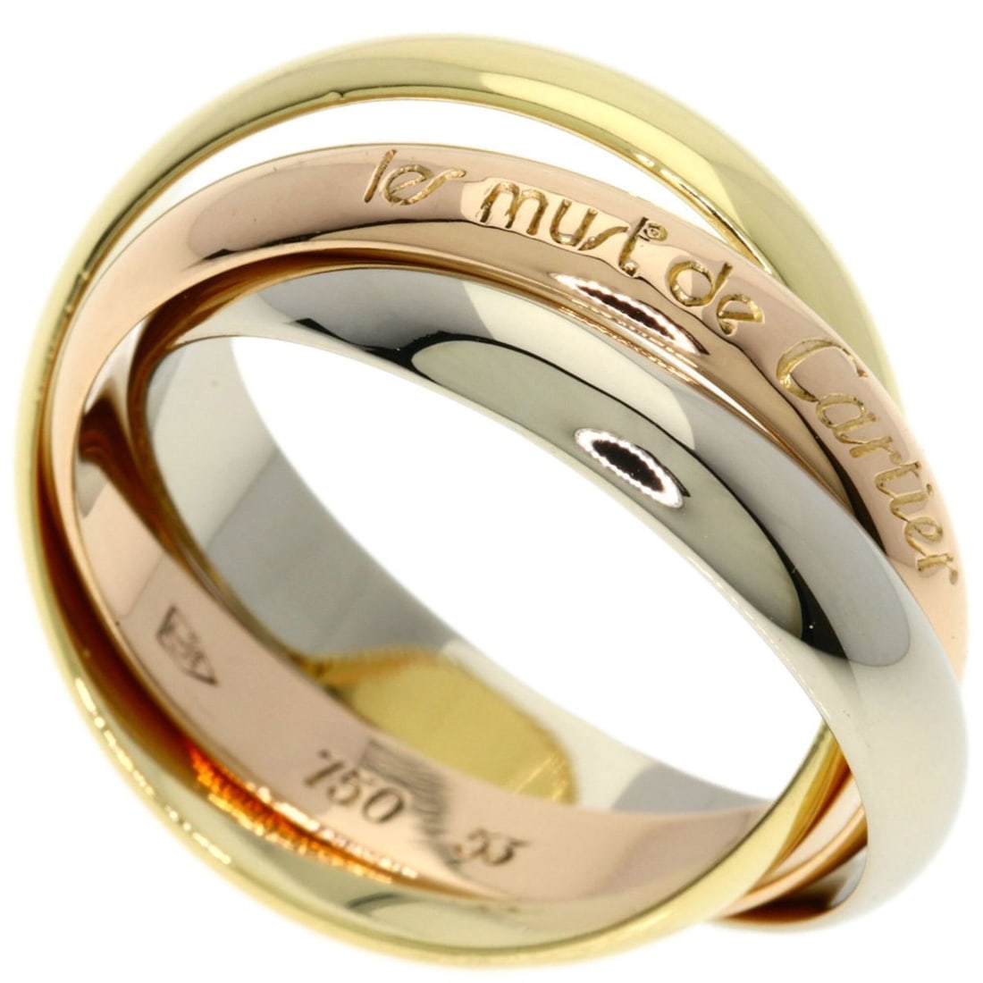 Cartier Trinity #53 Ring - 18K Yellow Gold/18K Pink White Gold Women's CARTIER: --- Catalog ---Category: SizeJP Size: 13US Size: 6.5Category: DesignType: Band ringGender: WomenMaterial: Pink gold (18K), White gold (18K), Yellow gold (18K)Category: GeneralBrand: Cartier--- Item Li
