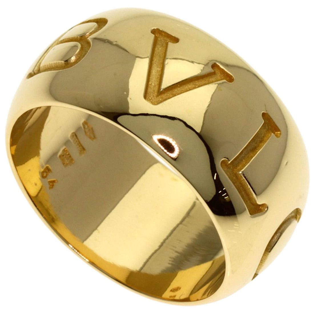 Bulgari Monologo #54 Ring, 18K Yellow Gold, Women's BVLGARI: --- Catalog ---Category: SizeJP Size: 14US Size: 7Category: DesignType: Band ringGender: WomenMaterial: Yellow gold (18K)Category: GeneralBrand: Bvlgari--- Item List ---Section: ConditionRanking: Rank