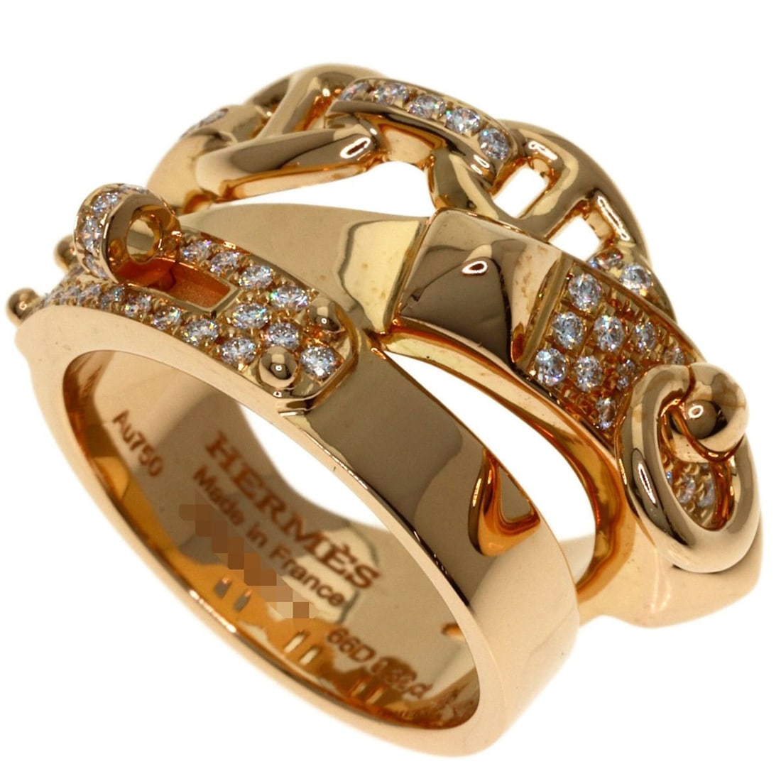 Hermes Alsimi GM Diamond Ring #49, 18K Pink Gold, Women's (1 of 10)