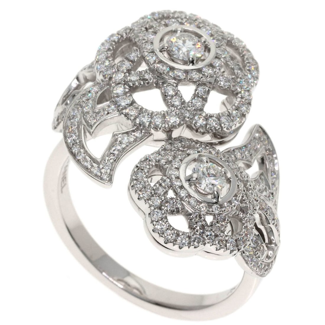 Chanel Camellia Diamond Ring #53, 18K White Gold, Women's. (1 of 14)