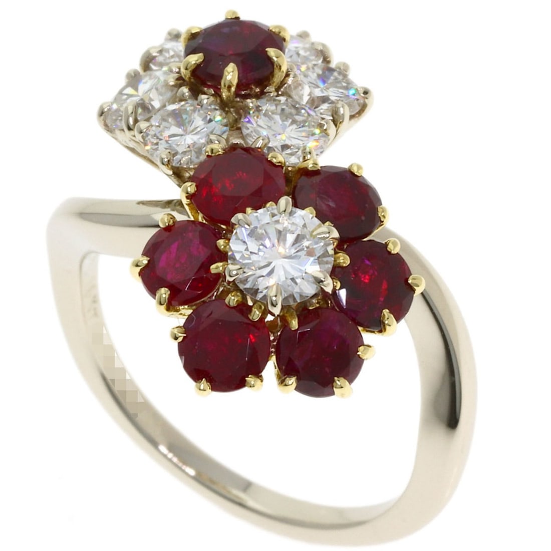 Van Cleef & Arpels de Fleurette Ruby Diamond Ring in 18K White Gold (18K Yellow Gold) for Women. (1 of 18)