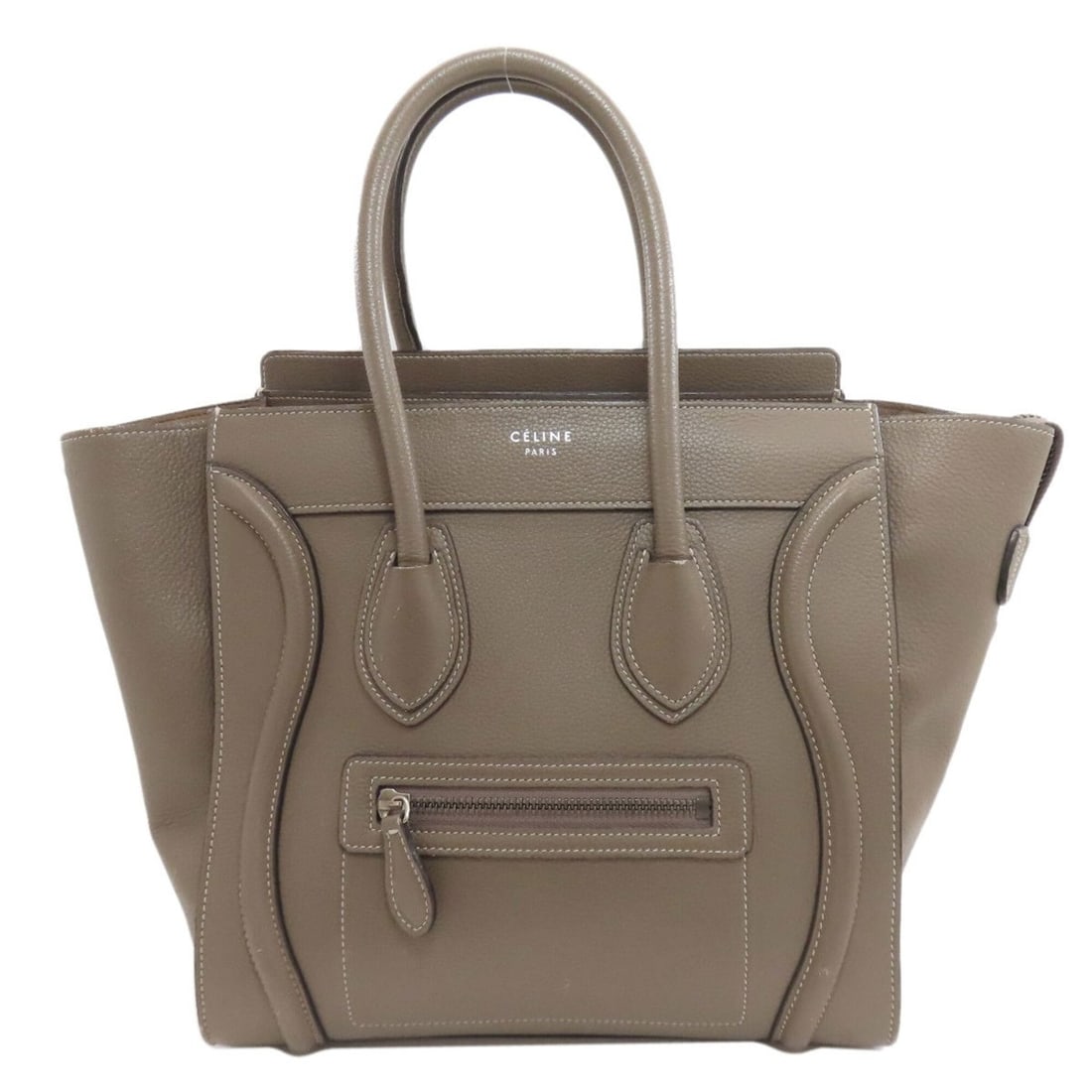 Celine Luggage Micro Handbag, Calfskin, Women's: --- Catalog ---Category: SizeSize (HxWxD): 28cm x 40cm x 13cm / 11.02'' x 15.74'' x 5.11''Category: DesignType: HandbagColor: GrayishGender: WomenMaterial: Leather Leather/Fur Type: CalfskinCategory: 