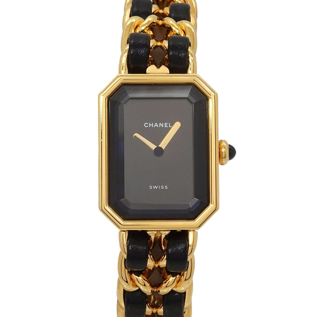 Chanel Premiere S-size H0001 Women's Watch Black Gold Quartz: --- Catalog ---Category: SizeWrist Size: 13.5cm / 5.31''Case Diameter: 20mm / 0.79''Category: DesignType: WristwatchGender: WomenColor (Dial): BlackMaterial (Band): Gold plated, Leather, Stainless ste