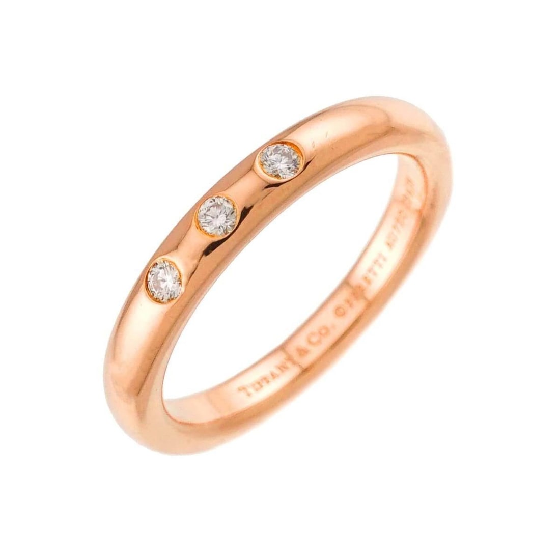 Tiffany & Co. Stacking Band Ring with 3 Diamonds, 18K Pink Gold (750) (1 of 11)
