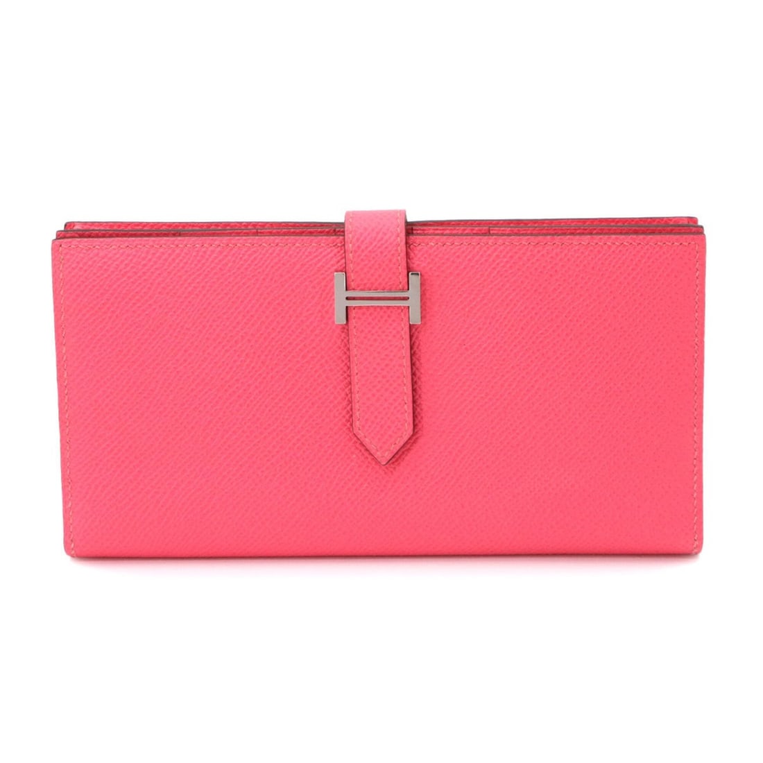 Hermes Bearn Soufflet Bi-fold Long Wallet, Epsom Leather, Rose Azalee, A Stamp, Silver Hardware: --- Catalog ---Category: SizeSize (HxWxD): 9cm x 17.5cm x 1.5cm / 3.54'' x 6.88'' x 0.59''Category: DesignType: Long wallet (bi-fold)Color: Rose azaleeGender: WomenMaterial: Epsom leather Category: Ge