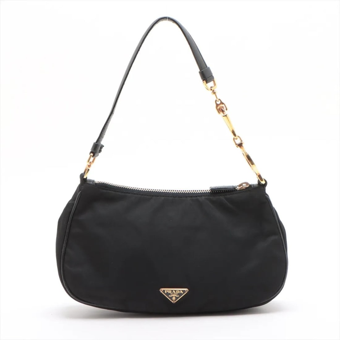 Prada Tessuto Nylon Triangle Logo Leather Handbag Tote Bag Black Women's: --- Catalog ---Category: SizeSize (HxWxD): 12cm x 24cm x 6cm / 4.72'' x 9.44'' x 2.36''Category: DesignType: Shoulder bagColor: BlackGender: WomenMaterial: Nylon , Leather Category: GeneralBrand: Prad