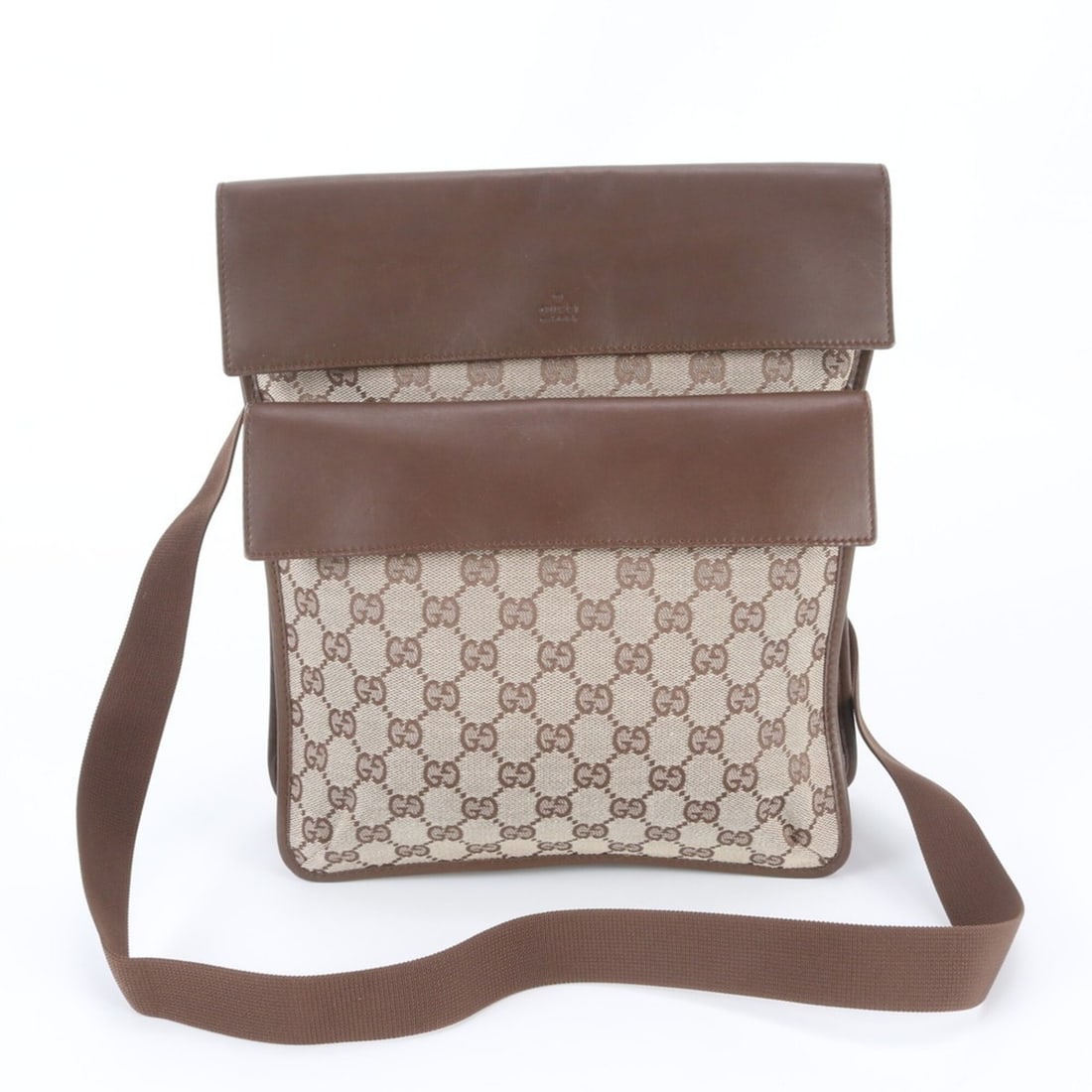 Gucci GG Canvas 019 0489 Leather Shoulder Bag, Crossbody Messenger Brown, Men's (1 of 11)