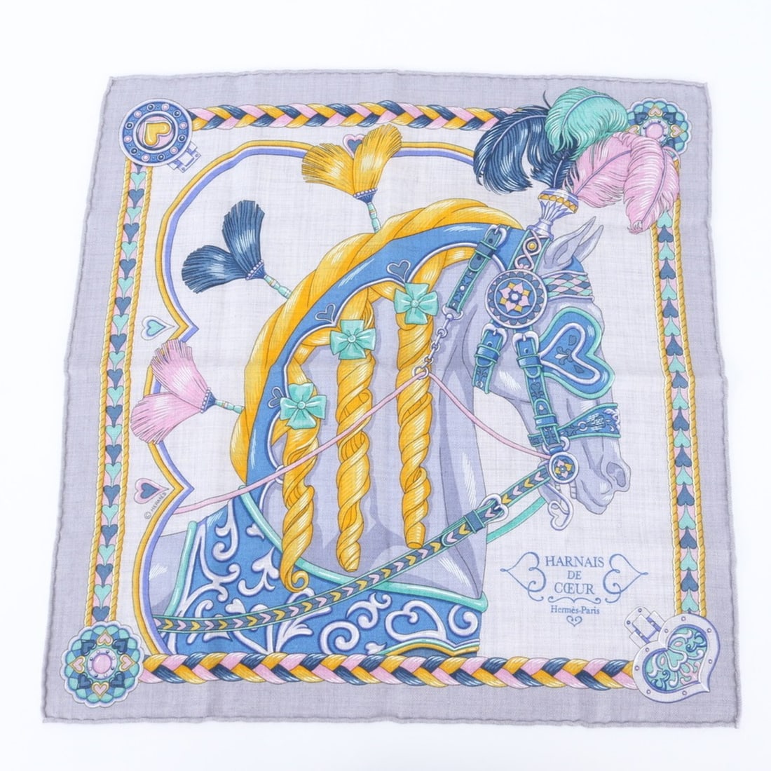 Hermes Carre Gavroche HARNAIS DE COEUR Horse Scarf Muffler for Women (1 of 8)