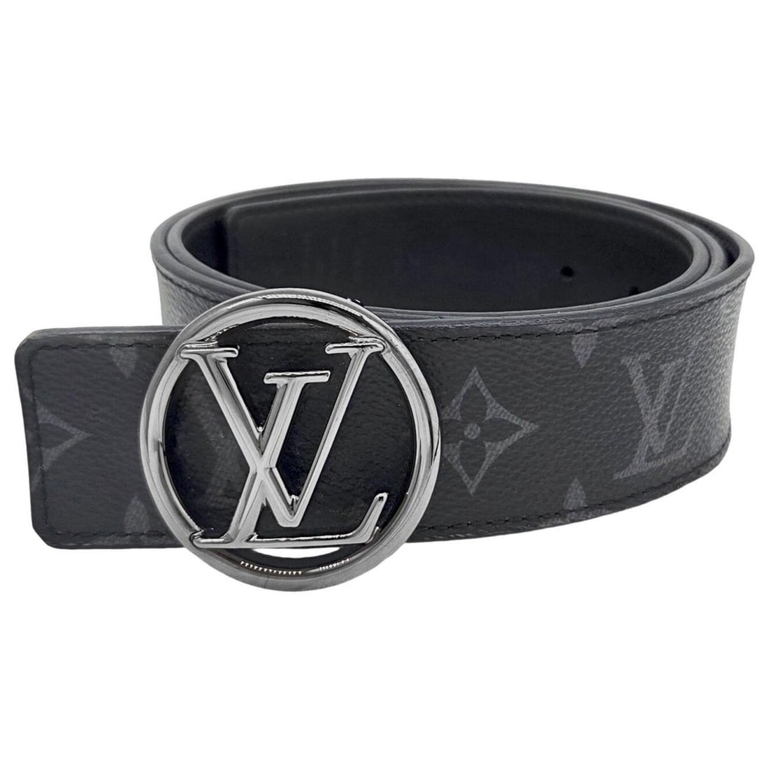 LOUIS VUITTON Monogram Eclipse Santur 95 38 Belt, Gray, Black, Noir, M0168, Men's: --- Catalog ---Category: SizeLength: 110cm / 43.3''Category: DesignType: Standard beltColor: GrayGender: MenMaterial (Strap): Monogram Eclipse Category: GeneralBrand: Louis Vuitton--- Item List ---Sec